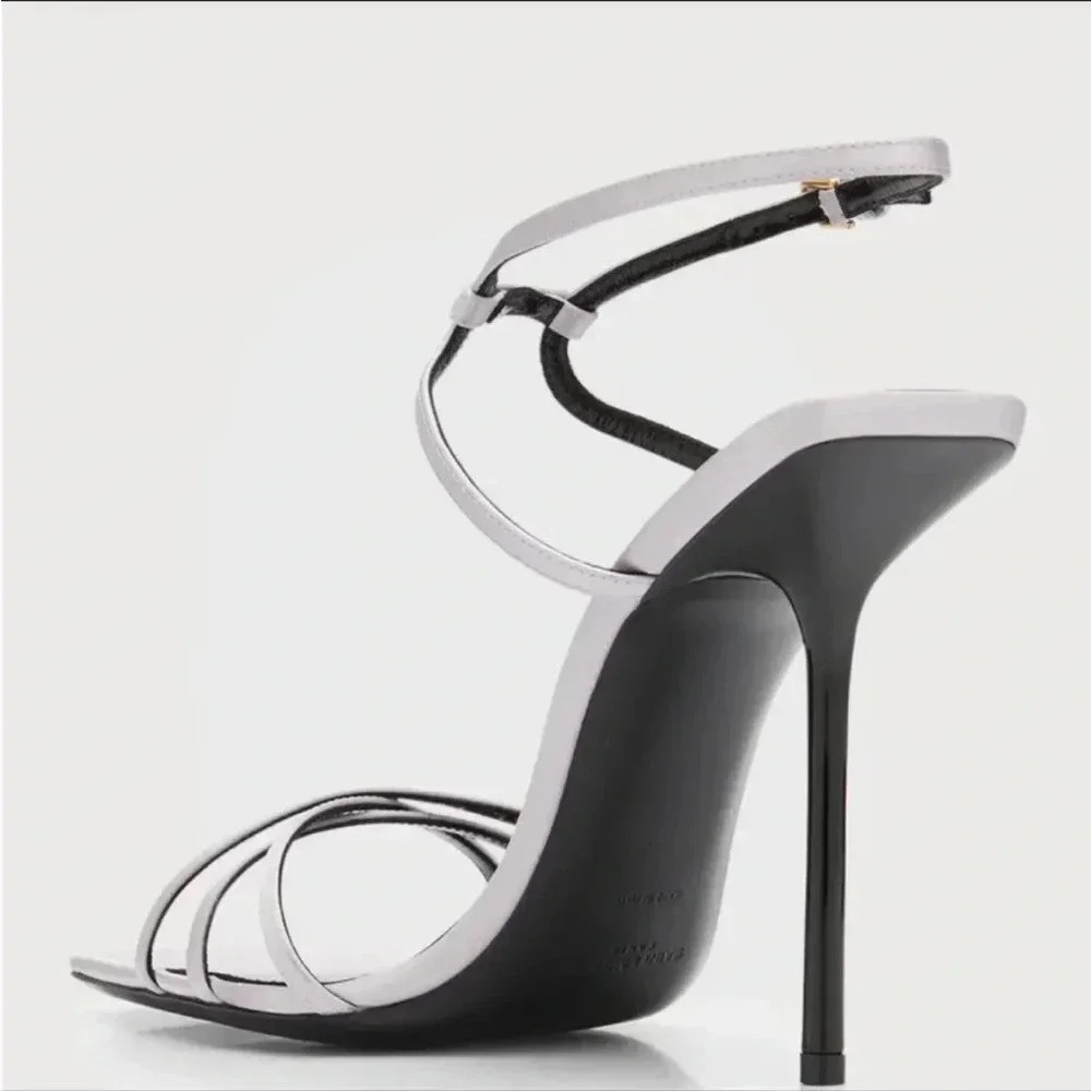 YSL YVES SAINT LAURENT NIB Nuit 105 Crepe Satin Sandals Heels Stilettos 38.5 - Picture 6 of 14